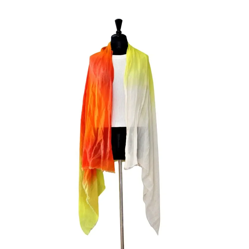 A5 Auth PAUL SMITH Colorful Scarf Shawl Silk Cotton Blend Large 40